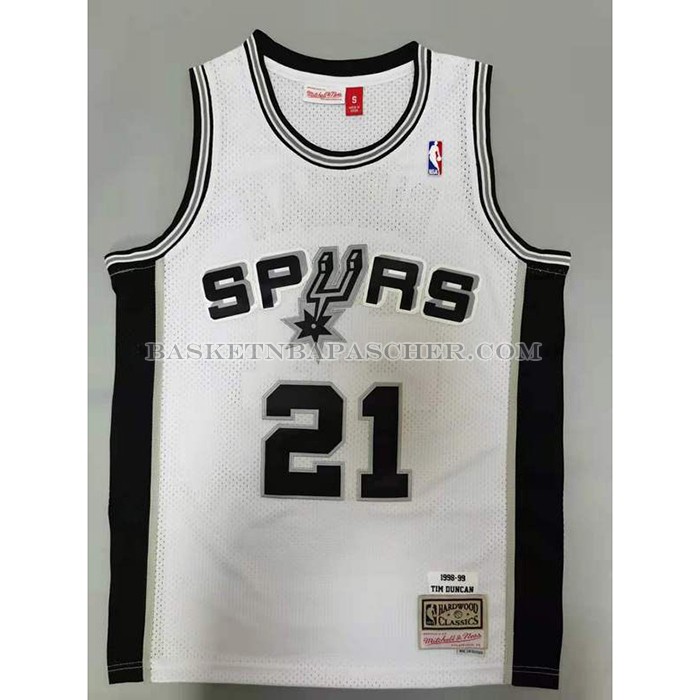 Maillot San Antonio Spurs Tim Duncan NO 21 Mitchell & Ness 1998-99 Blanc